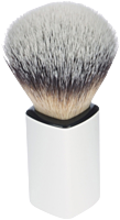 Fantasia Rasierpinsel mit Synthetik-Haar und weißem Kunststoffgriff in eckig Ring-Ø 21 mm